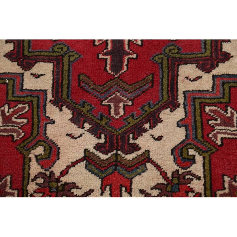 Geometric Traditional Heriz Persian Area Rug Hand-knotted Wool Carpet - 3'7" x 7'1"