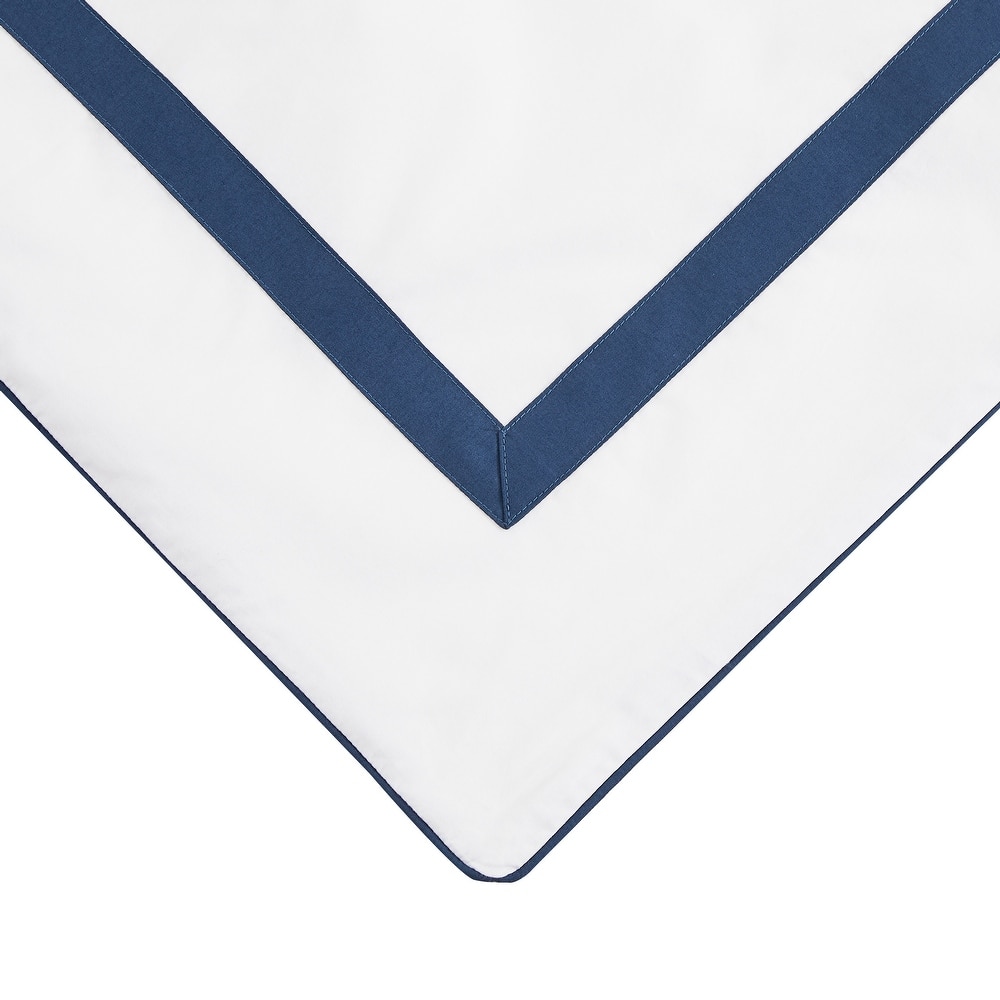 Embroidered Percale Crisp Cotton Hotel Piping Duvet Set and Sham