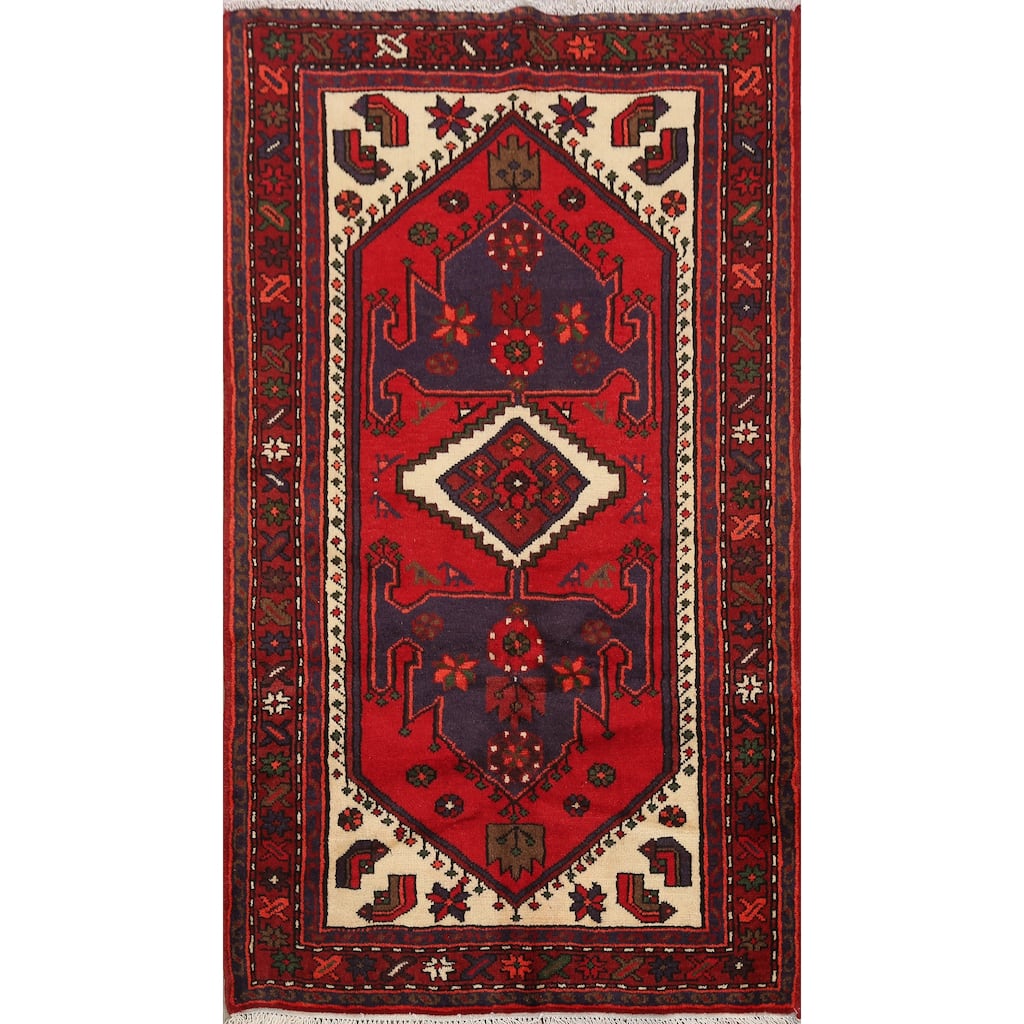 Tribal Traditional Hamedan Persian Area Rug Wool Hand-knotted Carpet - 3'4" x 4'7"