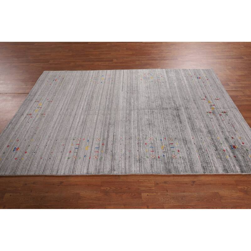 Tribal Striped Gabbeh Oriental Area Rug Handmade Silk Carpet - 5'0" x 7'9"