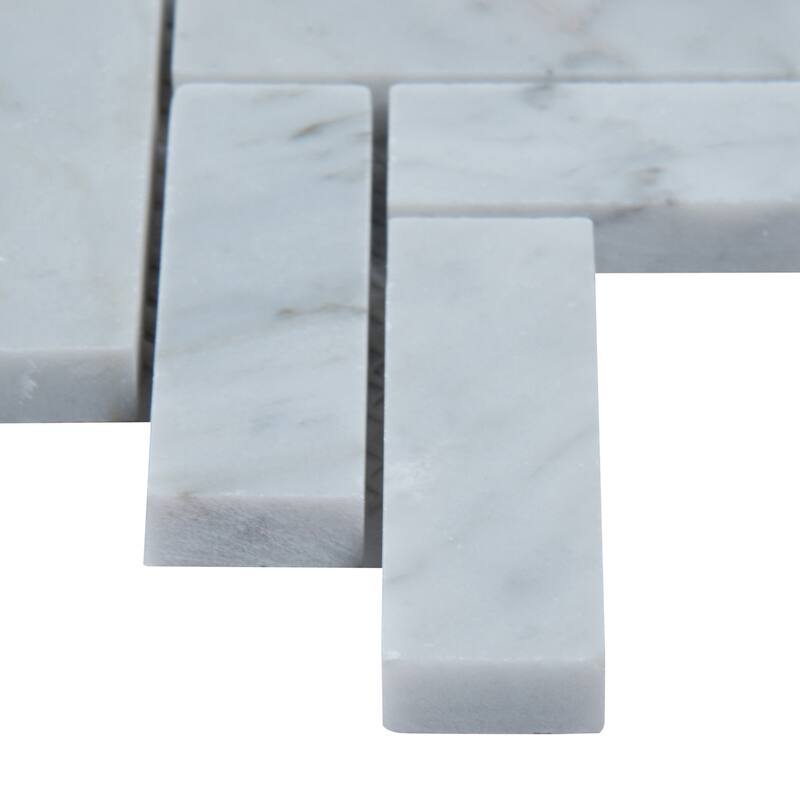 Ackland AKM-S-1X3HBP-CA 12" x 12" Marble Herringbone Wall Mosaic Tile - Auralie