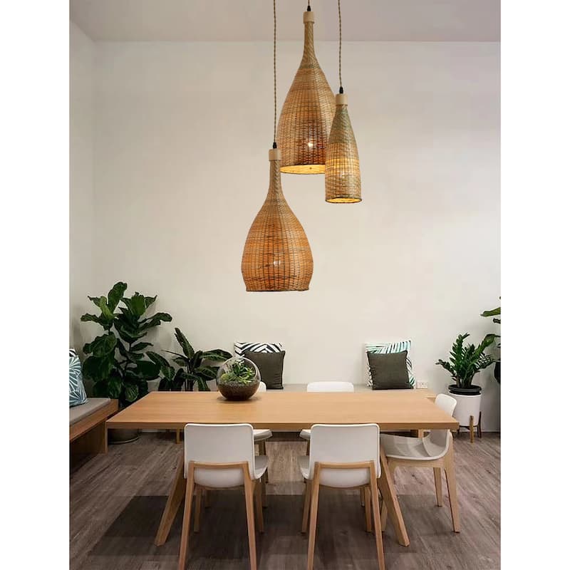 Ele Three Lights Rattan Pendant