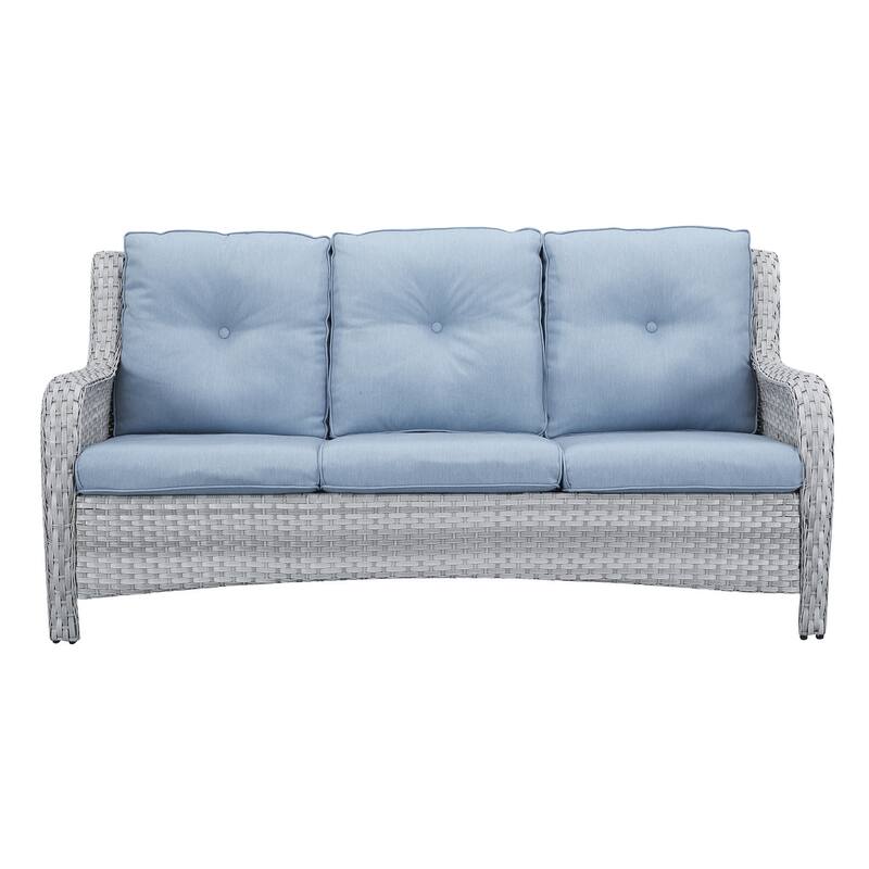 Gymojoy Outdoor 3-Seat Sofa Pario Chair Coffee Table with Cushion