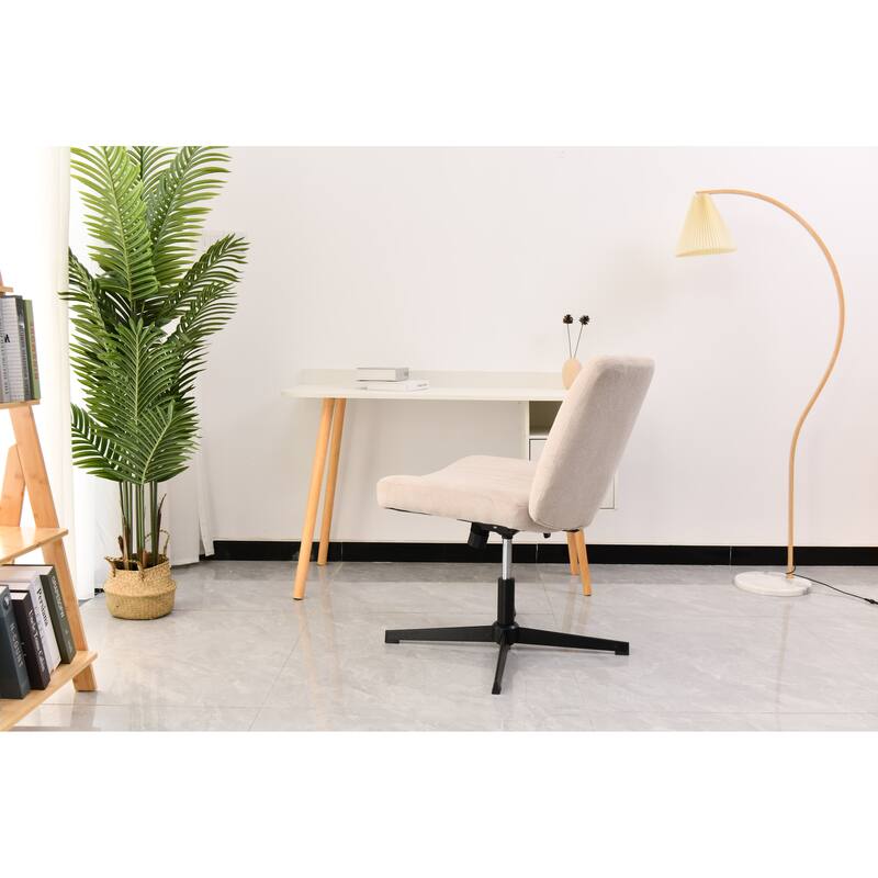 Criss Cross Office Desk Chair, Armless Fabric Vanity Home Chair, Height Adjustable Swivel Mid Back Wide Seat Task Chair - N/A