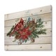 preview thumbnail 2 of 3, Designart 'Christmas Poinsettia and Red Cardinal Bird' Traditional Print on Natural Pine Wood