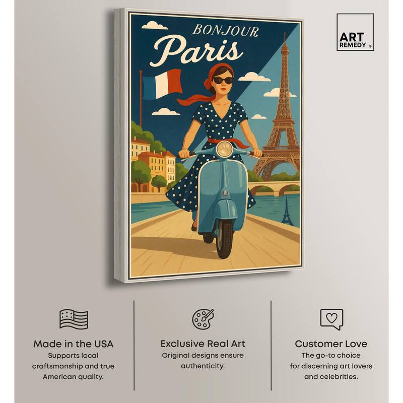 Scooter French Travel Canvas by Art Remedy