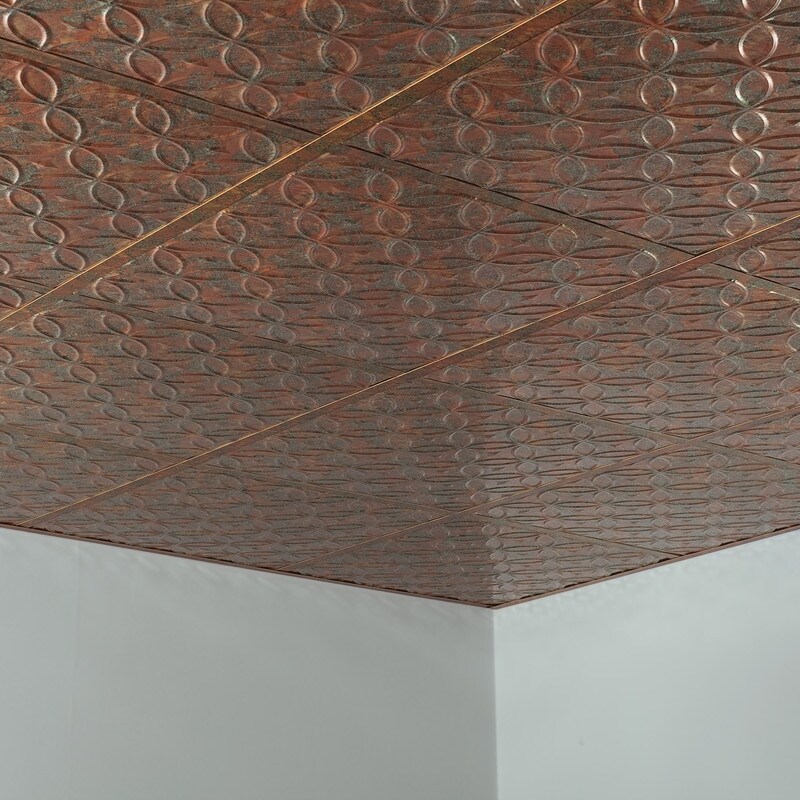 Shop Black Friday Deals On Fasade Rings Decorative Vinyl 2ft X 2ft Lay In Ceiling Tile In Copper Fantasy 5 Pack Overstock 32203893