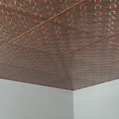 FASÄDE Rings Decorative Vinyl 2ft x 2ft Lay in Ceiling Panel in Copper Fantasy (5 Pack)