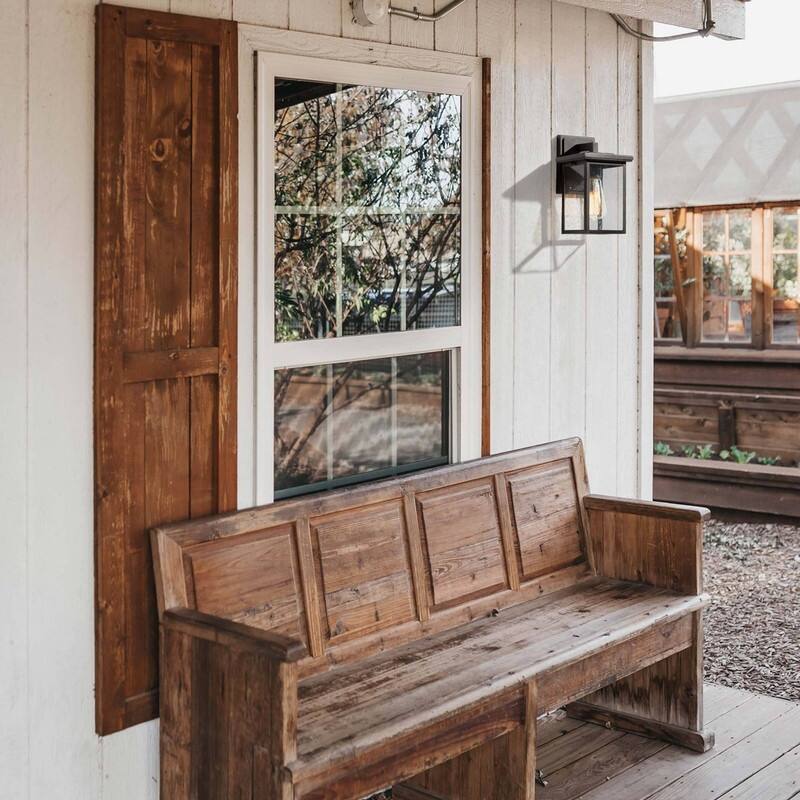Modern Farmhouse Black 1-Light Outdoor Wall Sconce Glass Patio Lantern