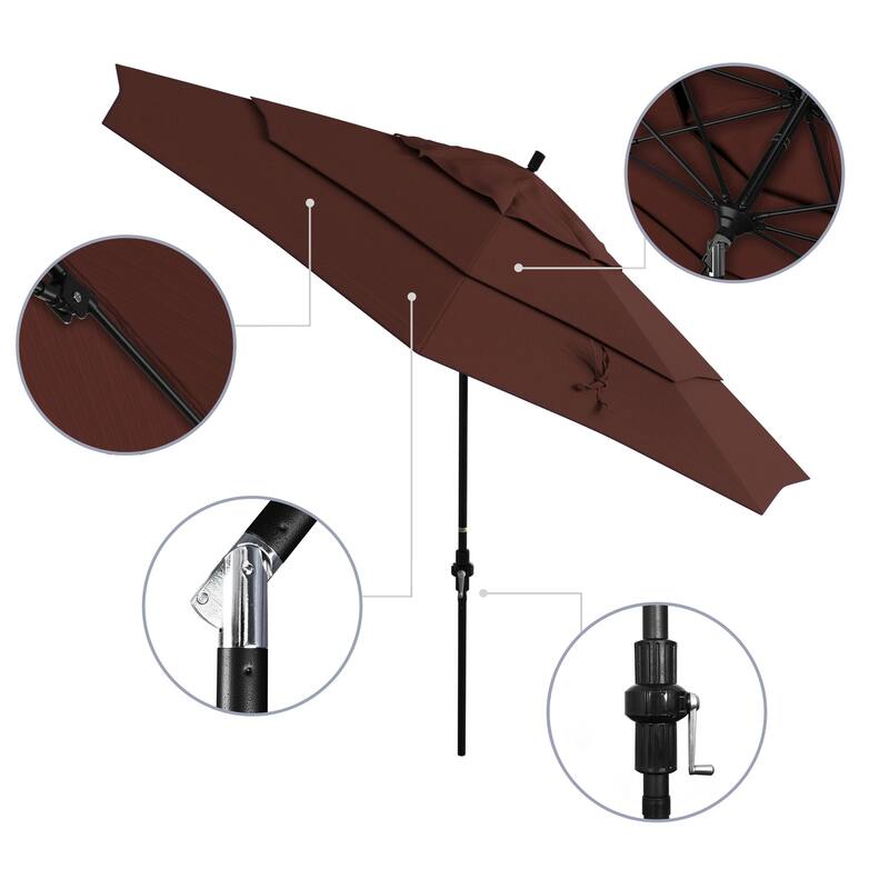California Umbrella 11' Rd. Alum/Fiberglass Rib Market Umb,Crank Lift/Collar Tilt, Dbl Wind Vent, Black Finish, Olefin Fabric
