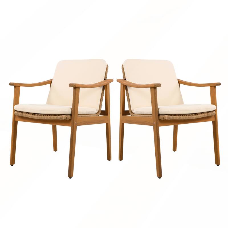 Outdoor Dining Chairs Set of 2 with Waterproof Cushion for Patios and Gardens