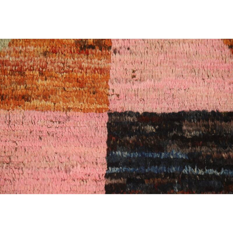Checkered Moroccan Oriental Area Rug Handmade Bedroom Wool Carpet - 6'11" x 10'0"