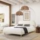 preview thumbnail 15 of 19, Roman Boucle Faux Sherpa Curved Headboard Upholstered Platform Bed Ivory White Boucle - Queen