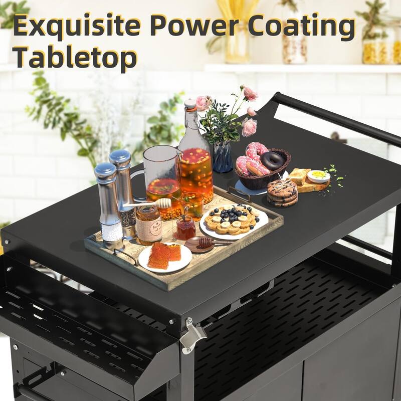 AECOJOY Outdoor Grill Cart Kitchen Storage Cabinets for Patio