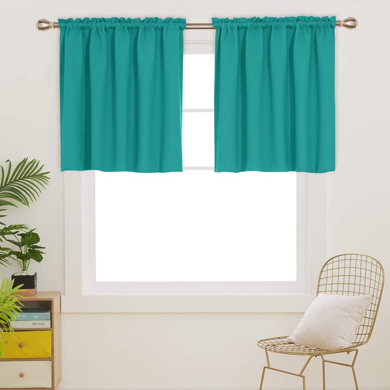 Rod Pocket Solid Window Valance for Kitchen (2 Panels)