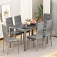 preview thumbnail 5 of 22, Grondin Modern Style 7-Piece Dining Room Table Set with Tempered Glass Tabletop and 6 PU Leather Upholstered Chairs