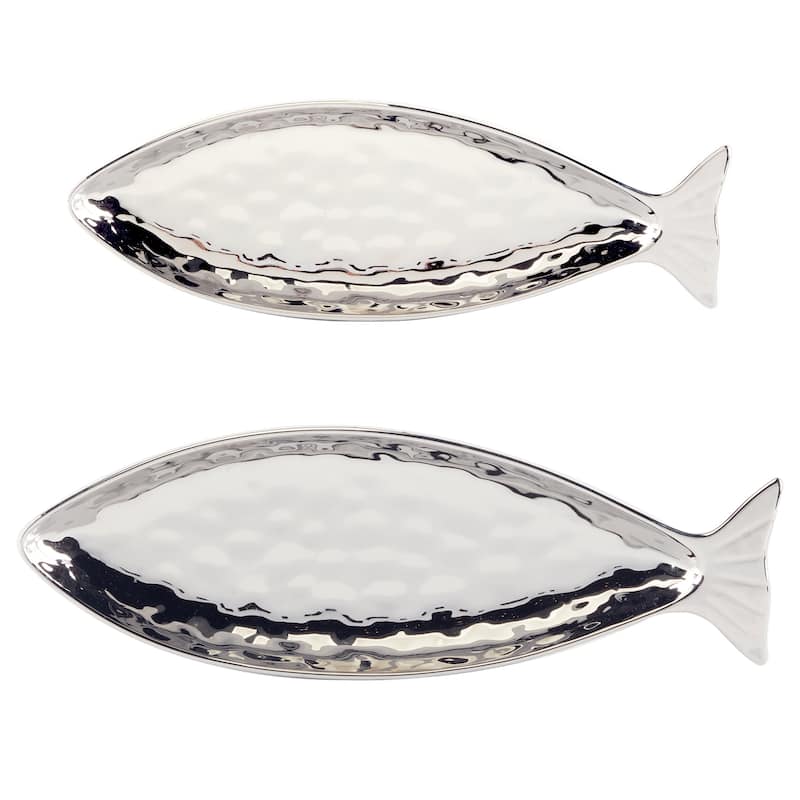 Certified International Silver Coast 3-D 2pc Fish Platter Set