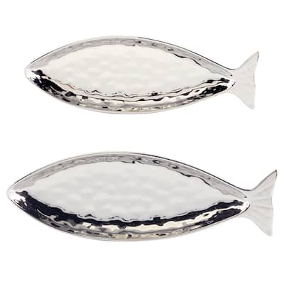 Certified International Silver Coast 3-D 2pc Fish Platter Set