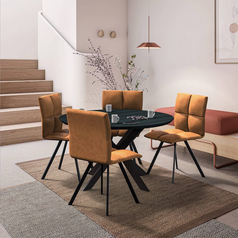 Wesley Modern Leather Dining Chair With Metal Legs Set of 4 by LeisureMod