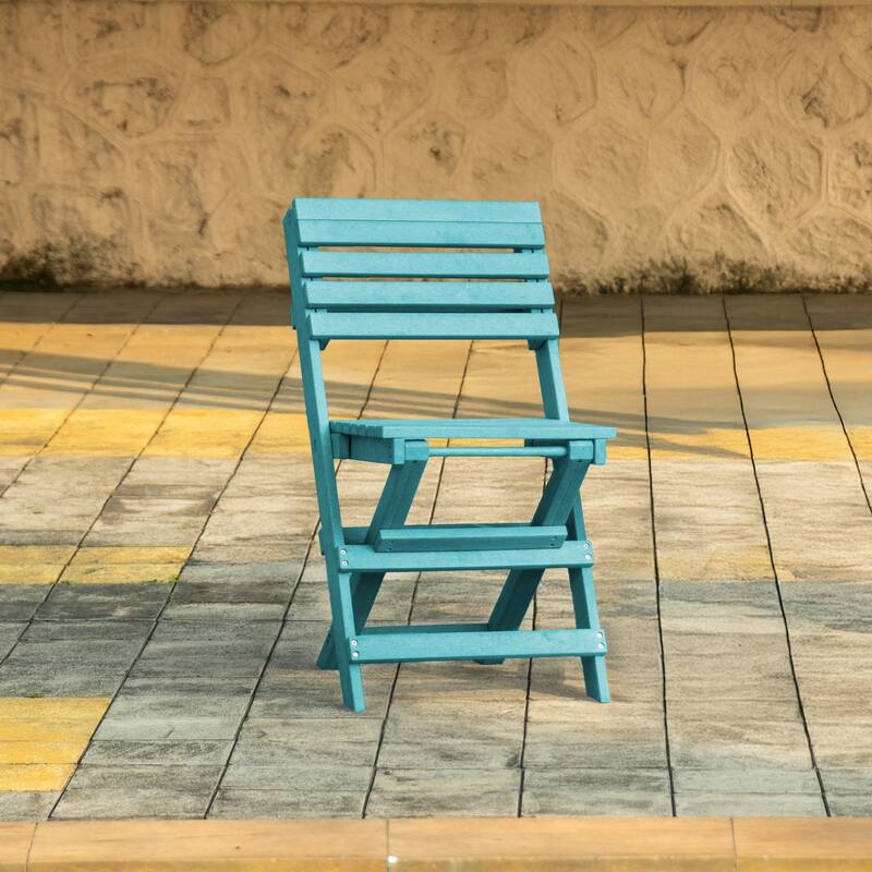 Las Cabos Fully Assembled All-Weather Recycled HDPE Outdoor Folding Bistro Chair - Hawaiian Blue