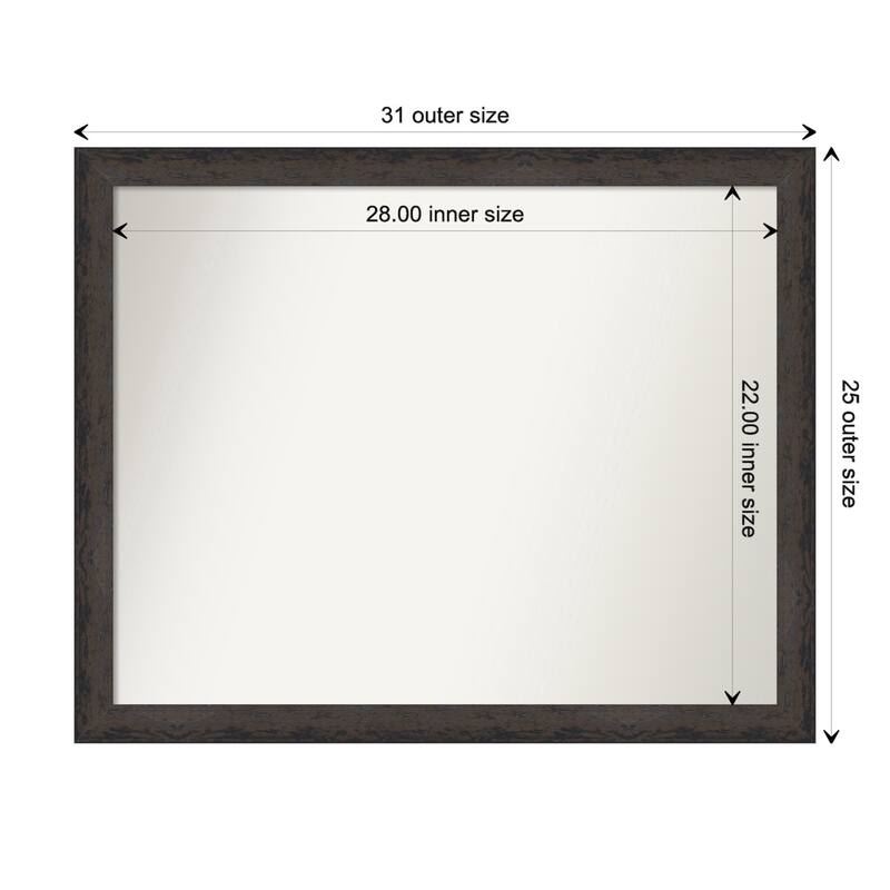 Dappled Narrow Non-Beveled Wood Framed Wall Mirror - Dappled Black Brown Narrow - Glass Size 28x22