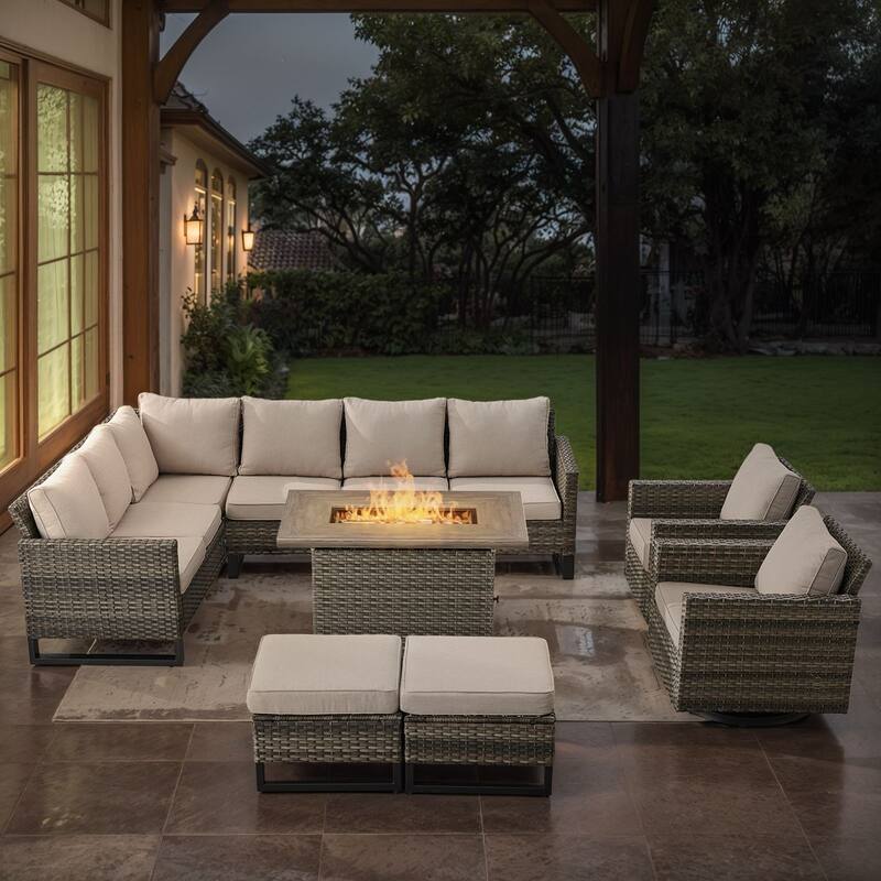 Gymojoy L-Shaped Outdoor Corner Sectional Sofa 6-seats Couch Conversation Set