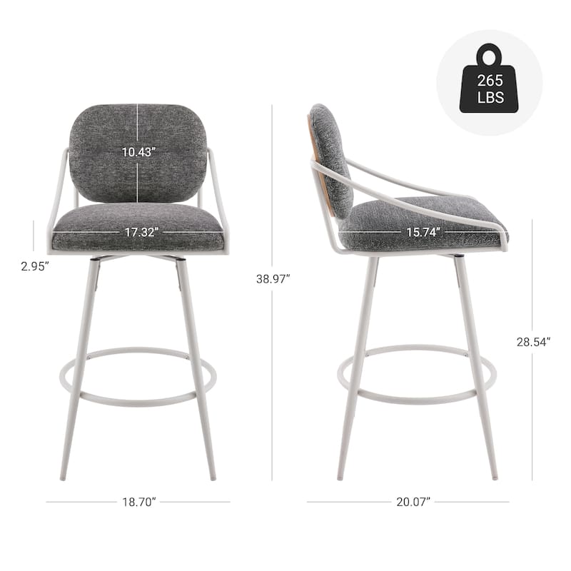 Art Leon Mid-century Modern Fabric Swivel Barstool