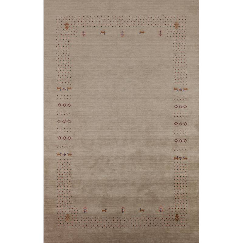Little Animals Gabbeh Indian Area Rug Handmade Wool Carpet - 6'7"x 9'8"