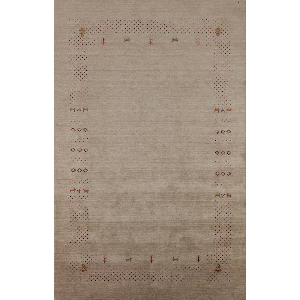 Little Animals Gabbeh Indian Area Rug Handmade Wool Carpet - 6'7"x 9'8"