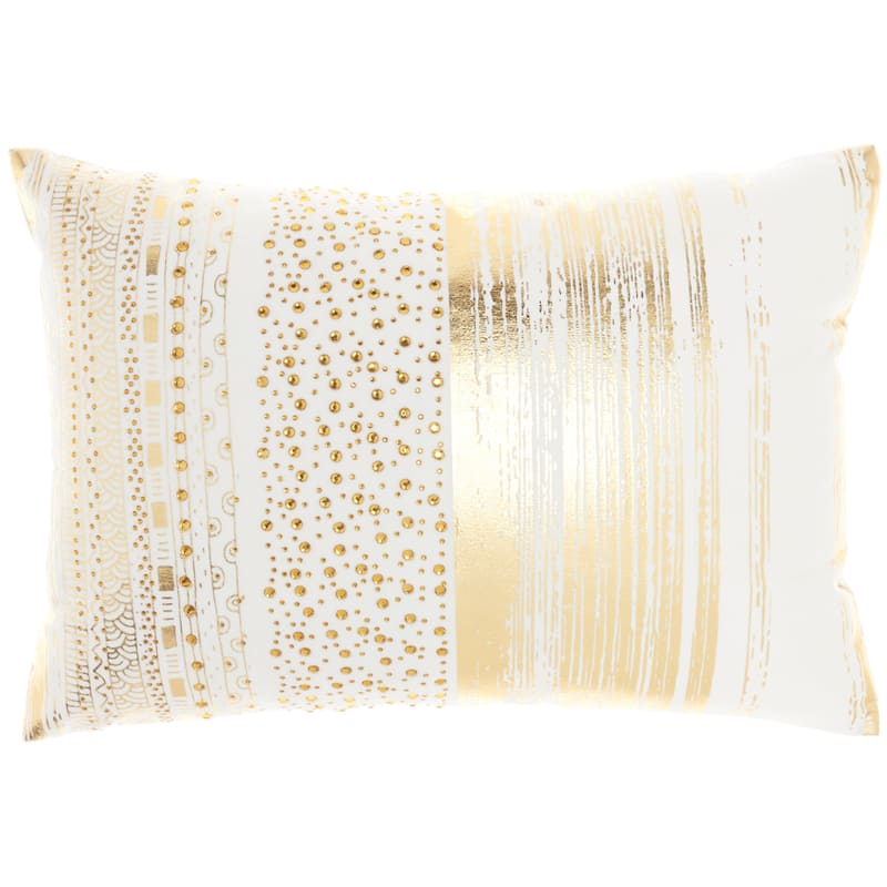 Mina Victory Luminescence Gold Throw Pillow , ( 14"X20" ) - 14"X20" - Gold