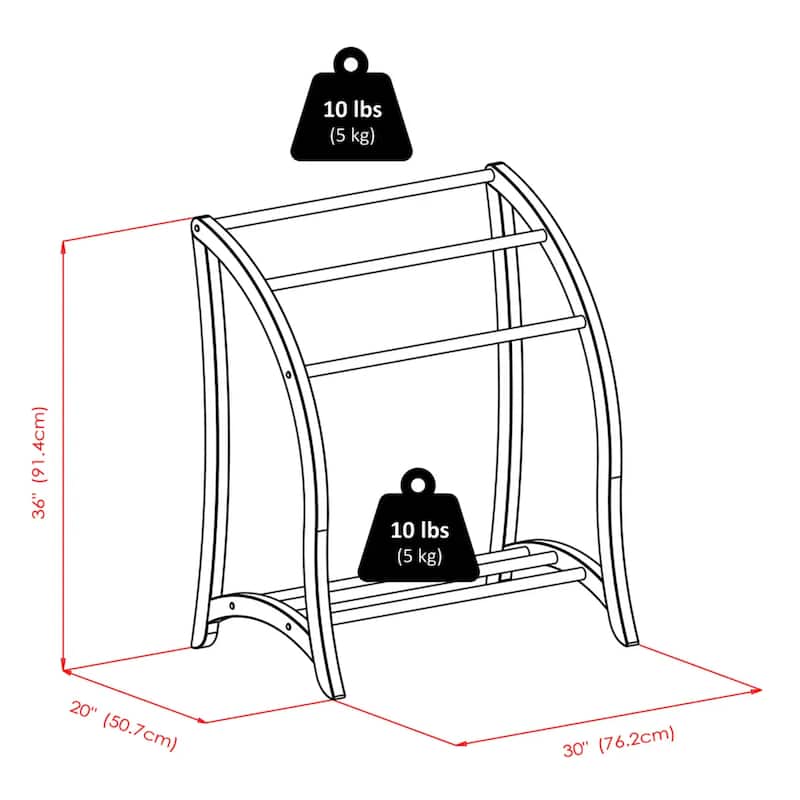 Wooden Blanket Rack - 36" - Brown