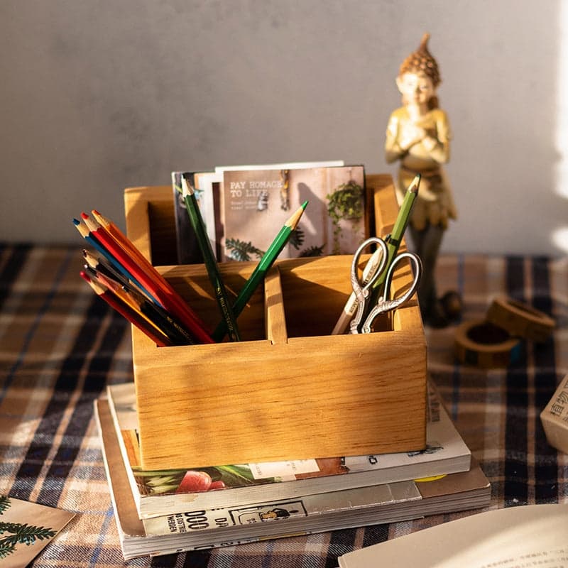 RusticReach Solid Wood Desktop Organizer Small Organizer