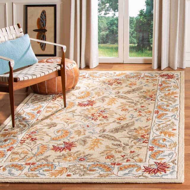 SAFAVIEH Handmade Chelsea Ashlyn French Country Floral Wool Rug - 8 x 10 - Ivory