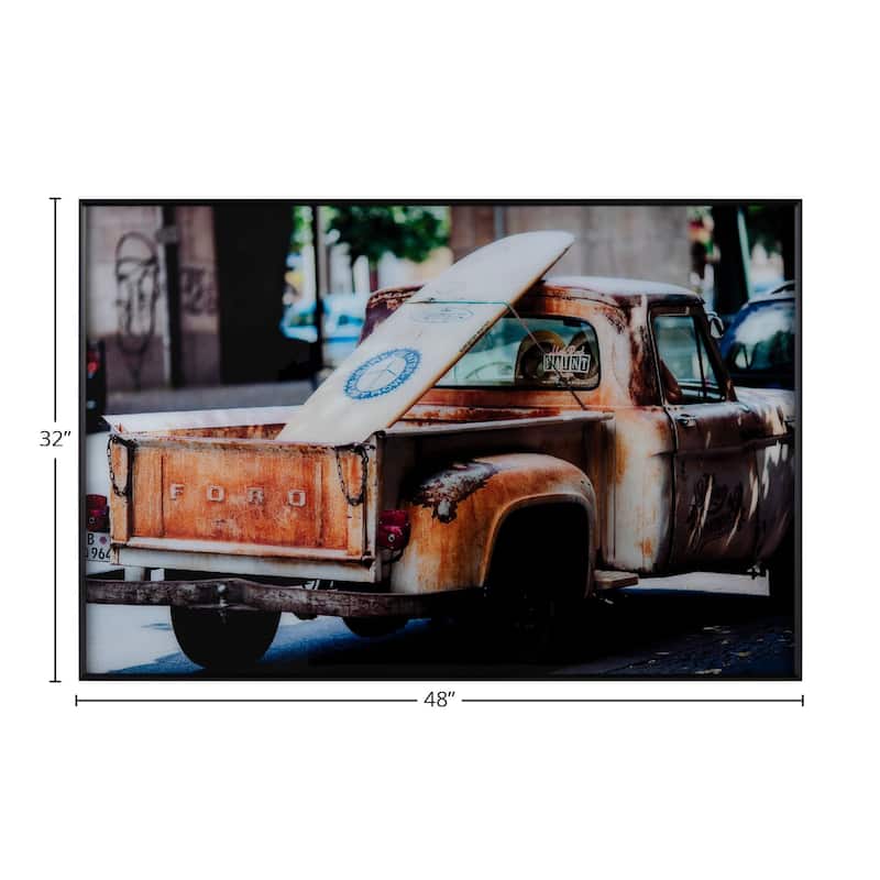 Surf's Up Glass Wall Art with Black Frame - Orange