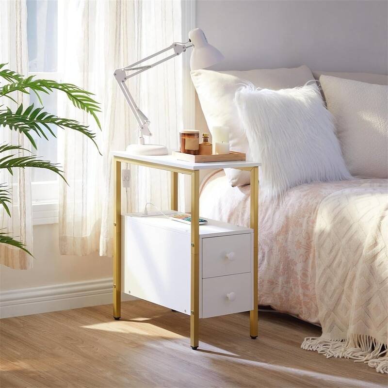 End Table with Charging Station - 11.8"D x 18.9"W x 24"H