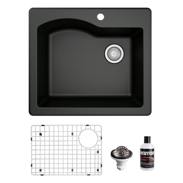 Karran Drop-In Quartz Composite 25 in. Single Bowl Kitchen Sink Kit. Opens flyout.
