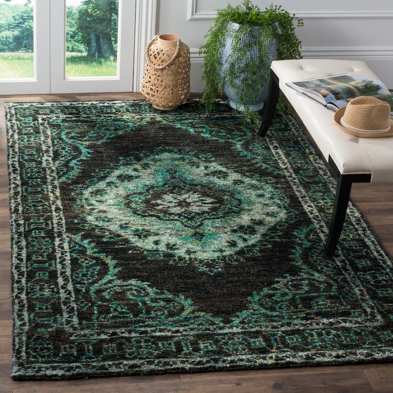 SAFAVIEH Hand-knotted Tangier Nurten Modern Wool Rug - 8' x 10' - Chocolate/Aqua