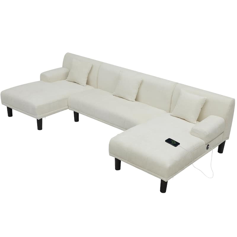 Moasis Sectional Couches U Shaped Sofa Chenille Modern Modular Couch - 45.6"W x 106.3"L x 26.7"H