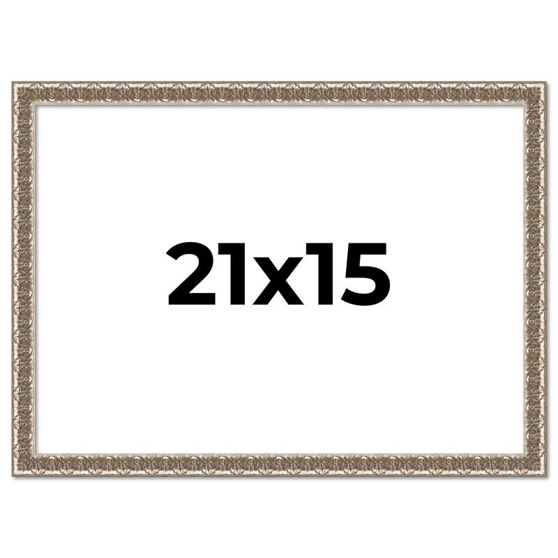 21x15 Frame Silver Versailles Ornate Solid Wood Picture Frame | 1 Inch