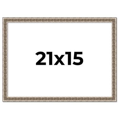 21x15 Frame Silver Versailles Ornate Solid Wood Picture Frame | 1 Inch