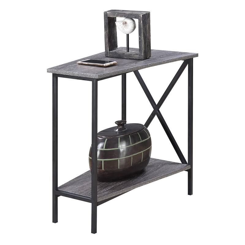 Wedge End Table - Modern Side Table with Shelf - Black/Gray Accent Furniture - 23.75