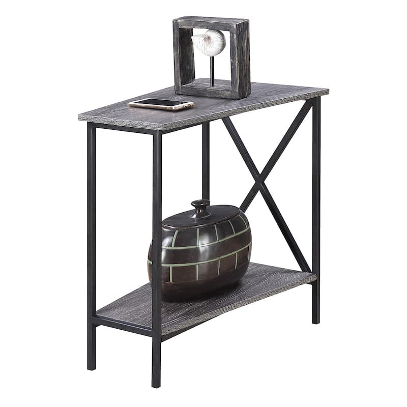 Wedge End Table with Shelf - Modern Accent Table, Metal Frame, Living Room, Bedroom Decor - 23.75