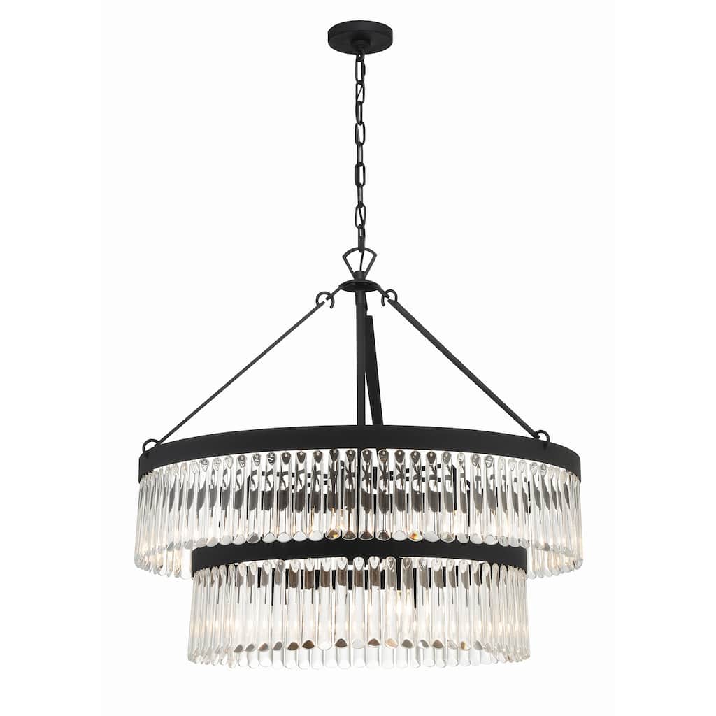 Emory 9 Light Black Forged Chandelier - 32"W x 30.25"H x 32"D