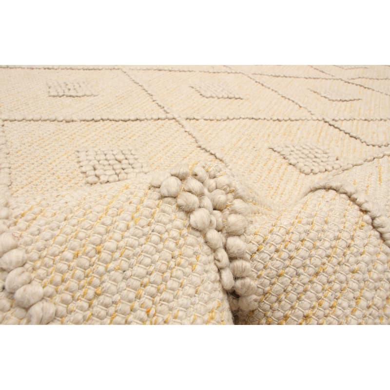 ECARPETGALLERY Braid weave Sienna Beige Wool Rug - 5'3 x 7'5