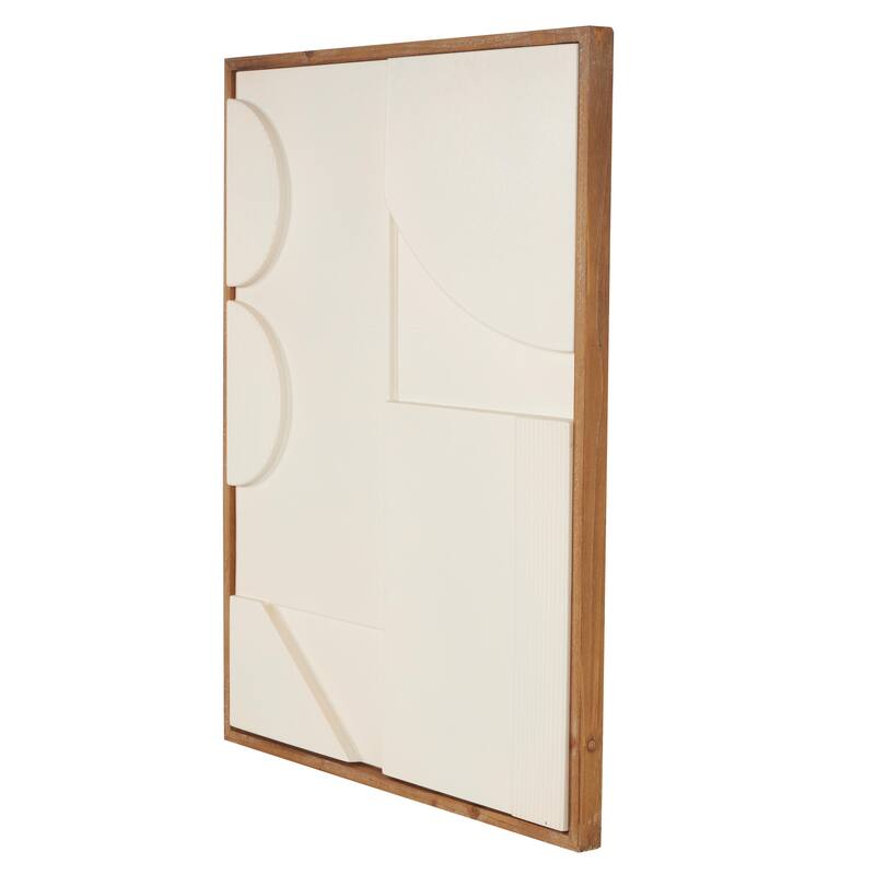 Wood Geometric Dimensional Art Deco Arched Living Room Wall Decor with Brown or Black Frame - Cream or White - Roche River Decor