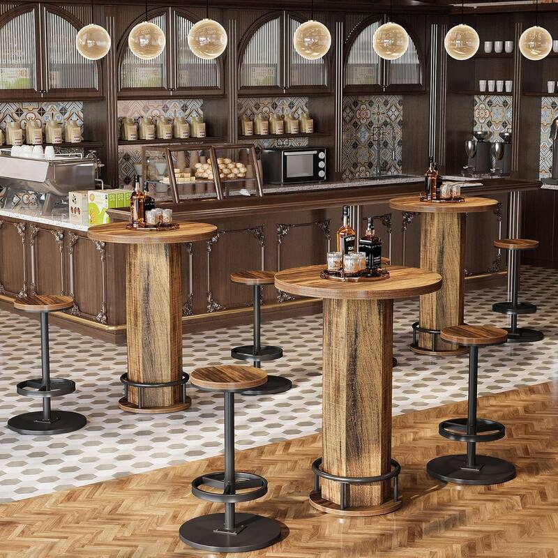 3-Piece Dining Table Set, Small Round Kitchen Table with 2 Chairs for Small Space, Apartment, Bistro