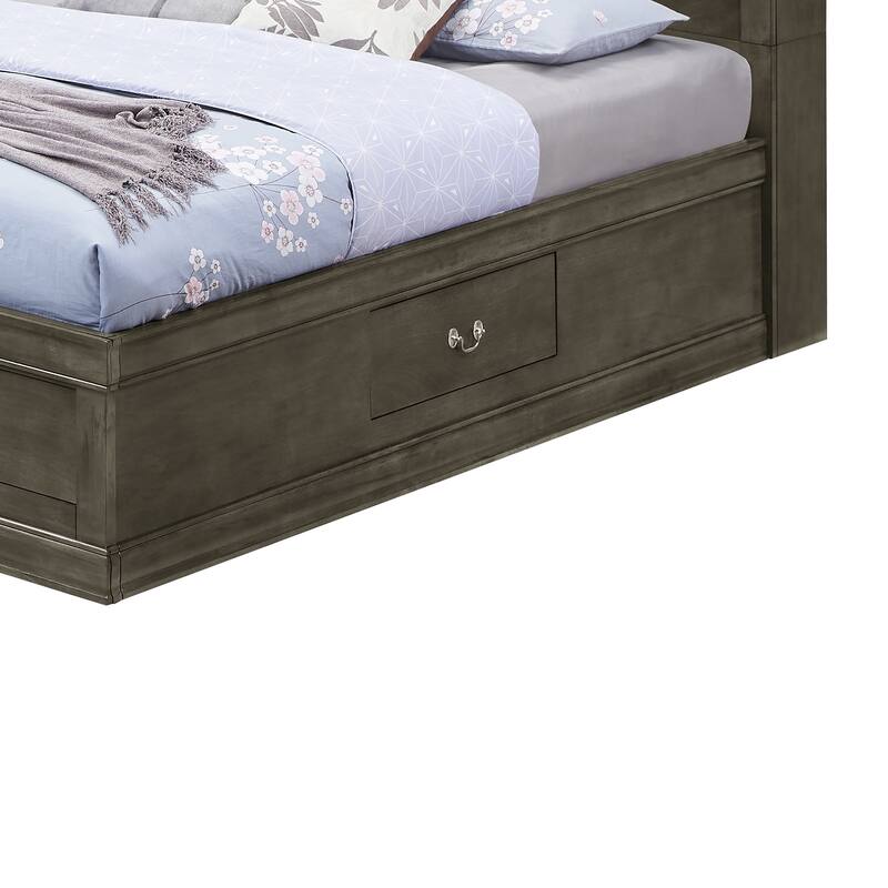 King Platform Bed with Storage Drawers - 87" - Gray