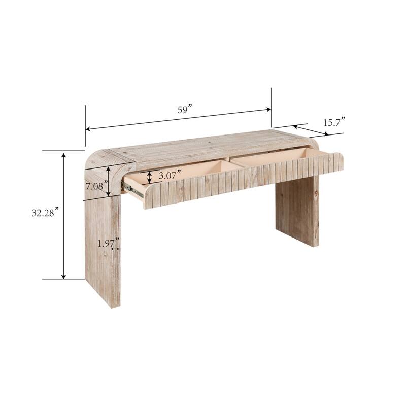 59" Vintage Crafted Entryway Table, American Farmhouse Solid Wood Console Table with 2 Storage Drawers and Brushed Finish