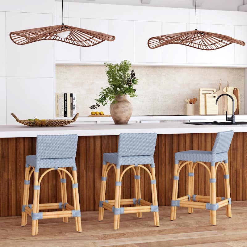 Serienna 24.5"H Seat Rattan Low Back Counter Stool