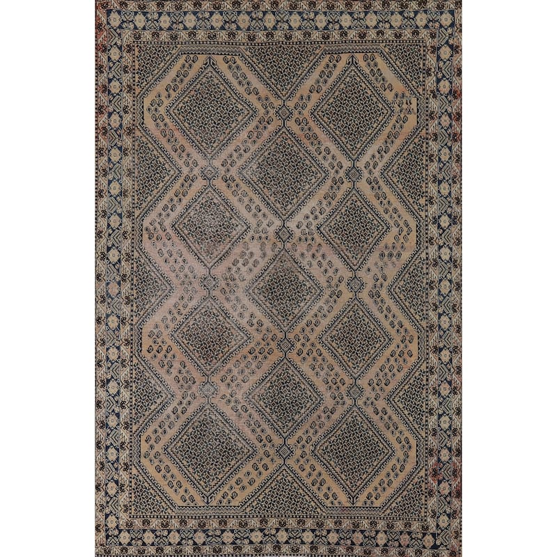Distressed Bakhtiari Vintage Persian Area Rug Hand-Knotted Wool Carpet - 7'0" x 9'8"